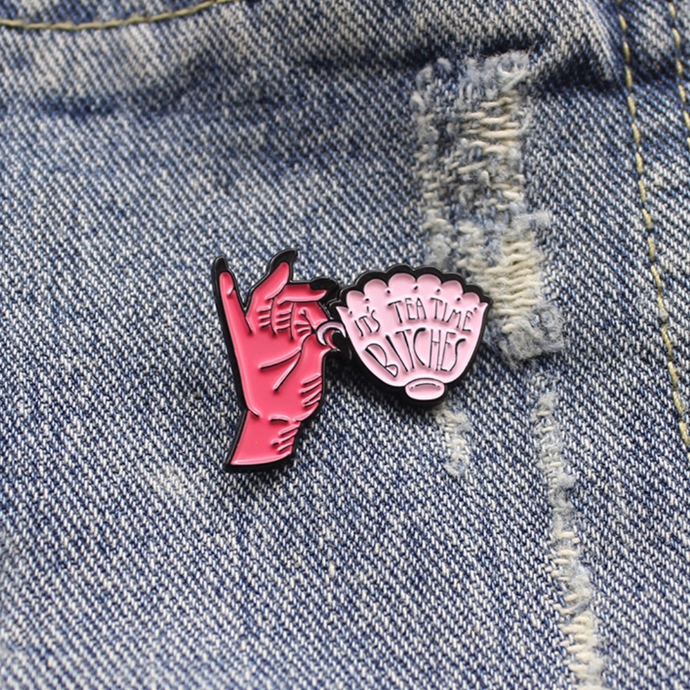 NEW It’s Tea Time Bitches Enamel Pin Brooch - Picture 2 of 3